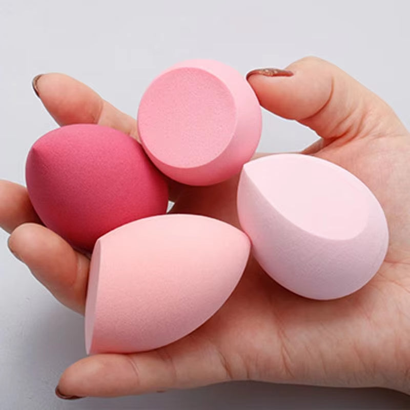 Cosmetic blender puffs for applying liquid foundation and powder, teardrop-shaped makeup sponges