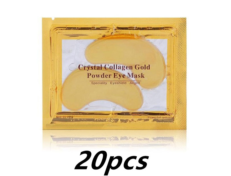 20-piece pack of gold collagen hydrogel under-eye patches, supplied in sealed pairs