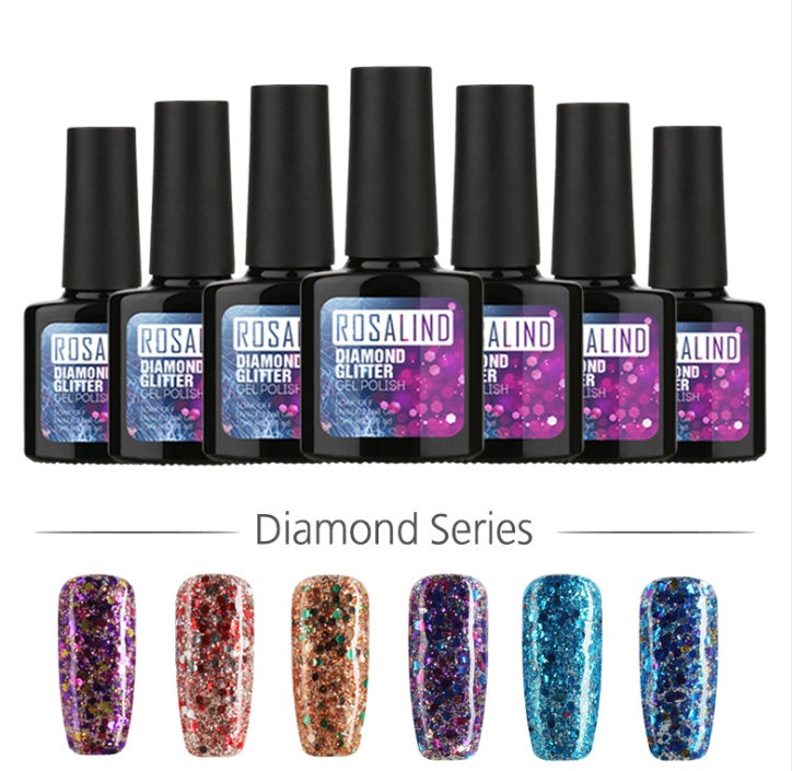 Nail diamond gel set for at-home manicures, with rhinestone gems and gel adhesive for fixing decorations to the nail
