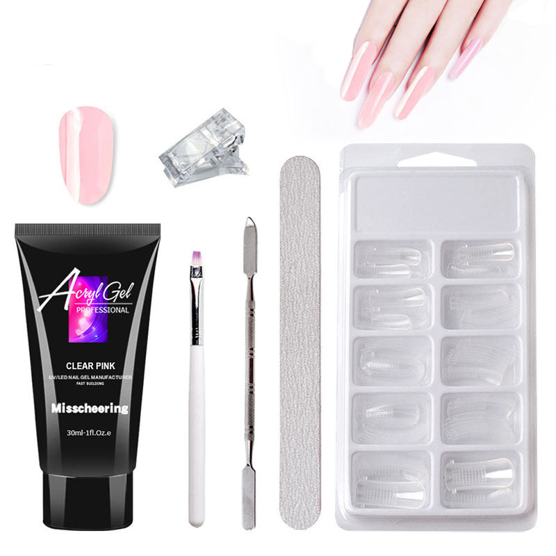 Painless crystal extension gel nail art set with a quick-model form, used without paper holders