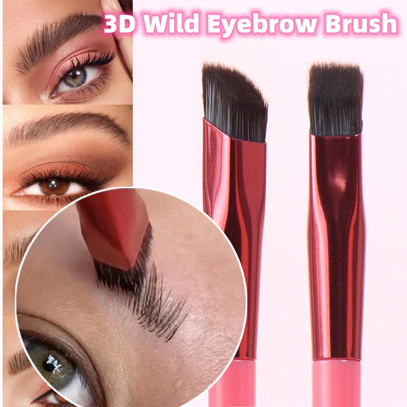 3D stereoscopic eyebrow brush for painting hairline and brow strokes, with a concealer brush end