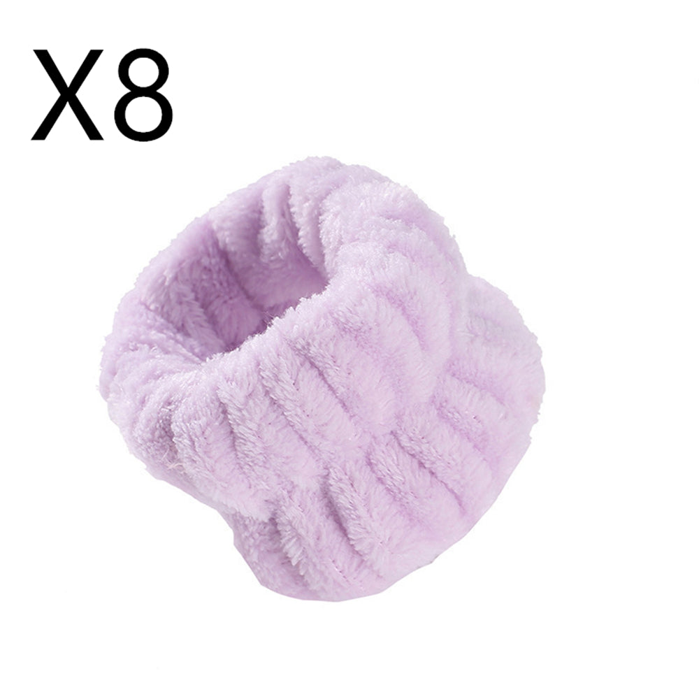 Eight-pack of lilac microfiber wrist wash bands