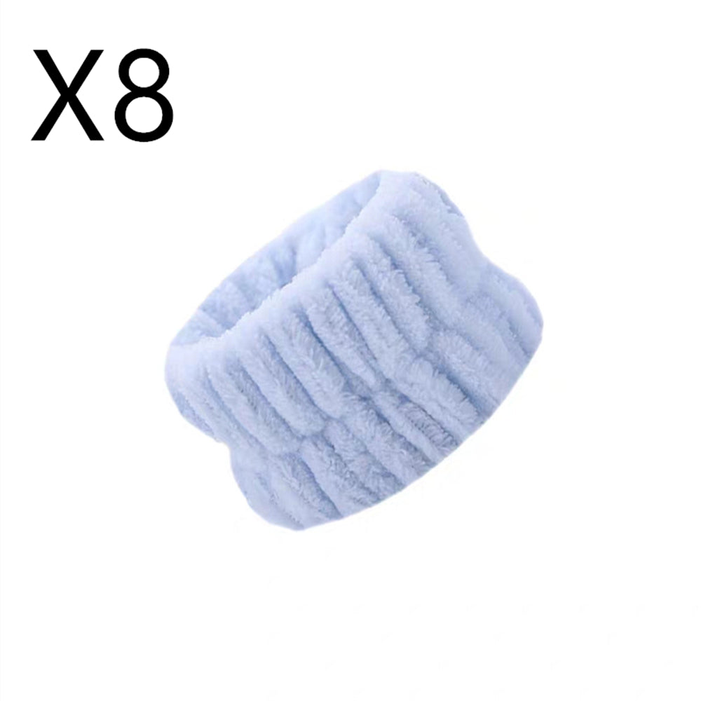 Eight-pack of light blue microfiber wrist wash bands