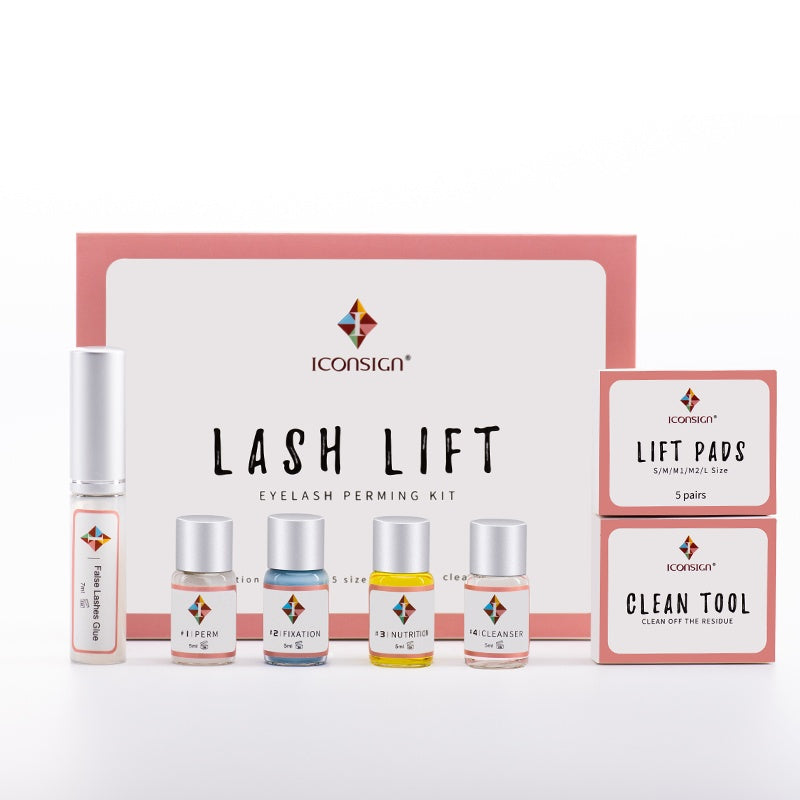 ICONSIGN lash lift and perming kit with curling rods, adhesive and application tools for lifting eyelashes