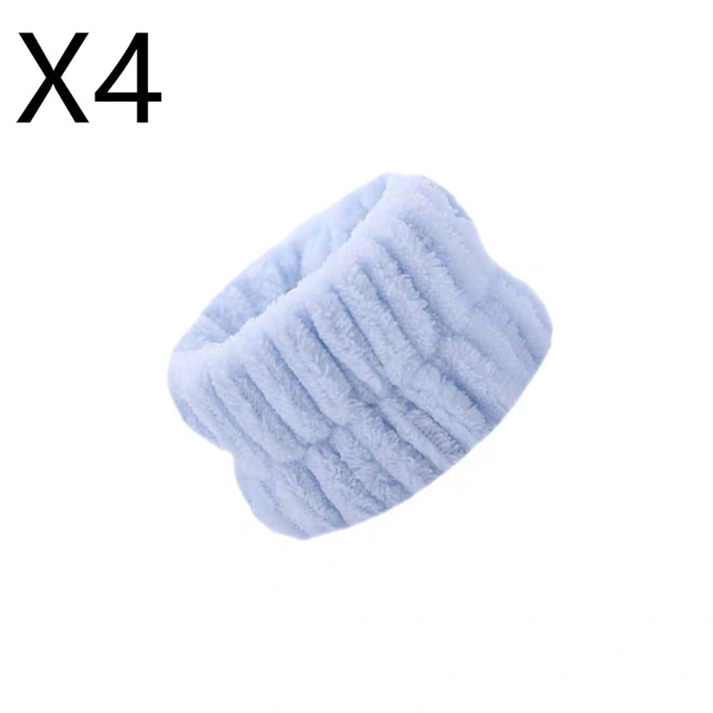 Four-pack of light blue microfiber wrist wash bands
