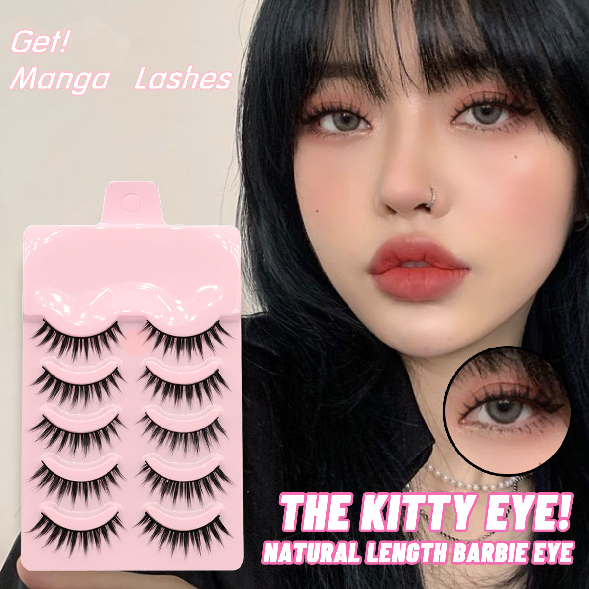 Manga-style false eyelashes, five pairs - alternate view 6