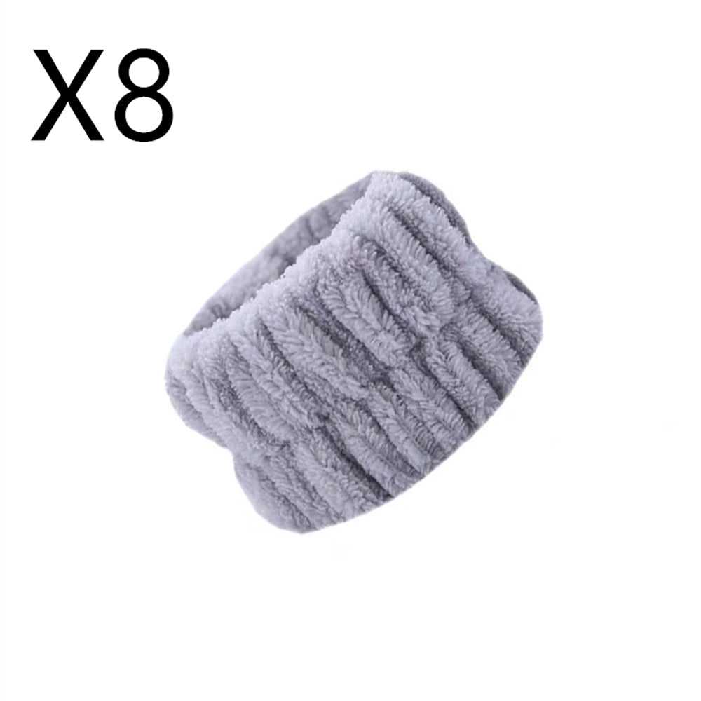 Eight-pack of grey microfiber wrist wash bands