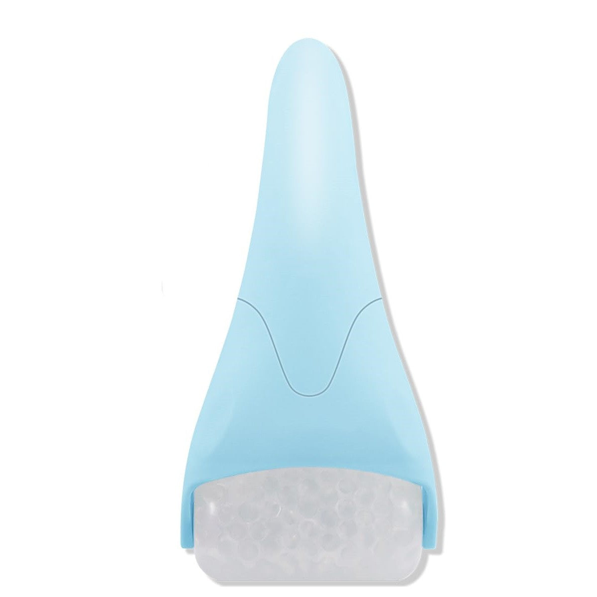 Cryo Facial Ice Roller in Light Blue, shown on a white background with the clear gel-bead roller head.